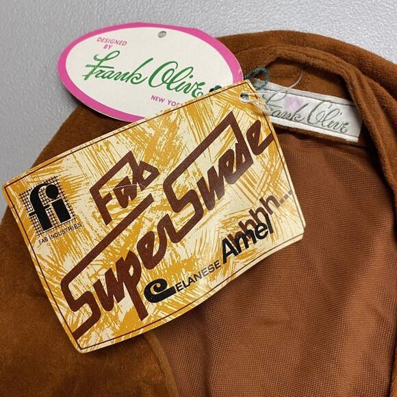 Vintage FRANK OLIVE Hat Brown Fab Super Suede Cap Arnel / Nylon NWT Deadstock - Picture 2 of 3